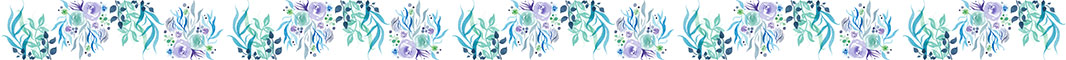 Frise Motif aquarelle fleurs couleurs froides CatMat